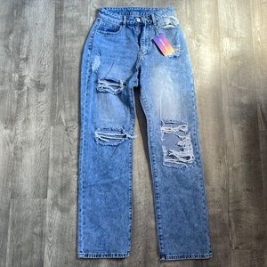 Acid Wash Straight Leg Jeans